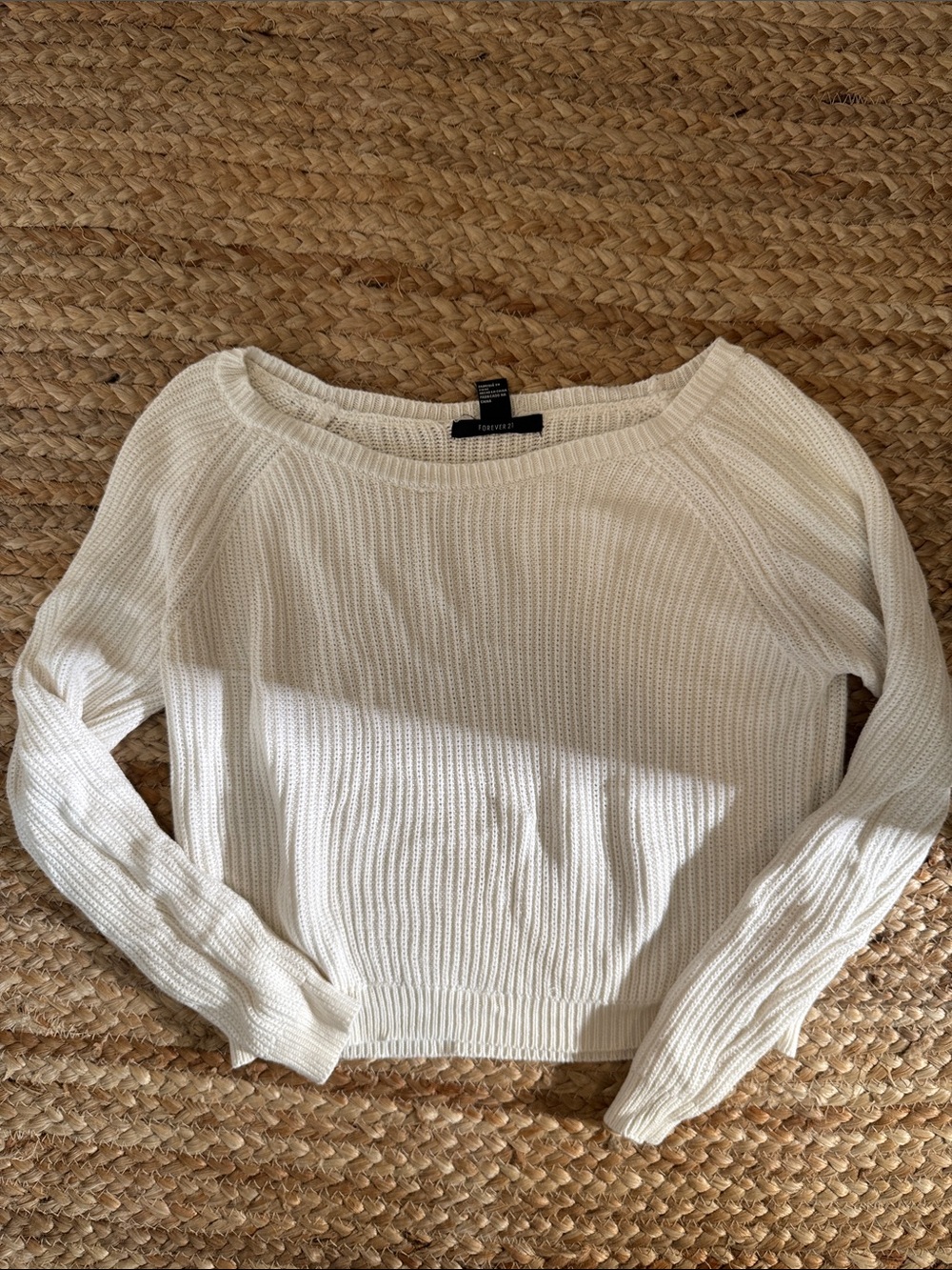 Forever 21 Cream Ribbed Sweater
